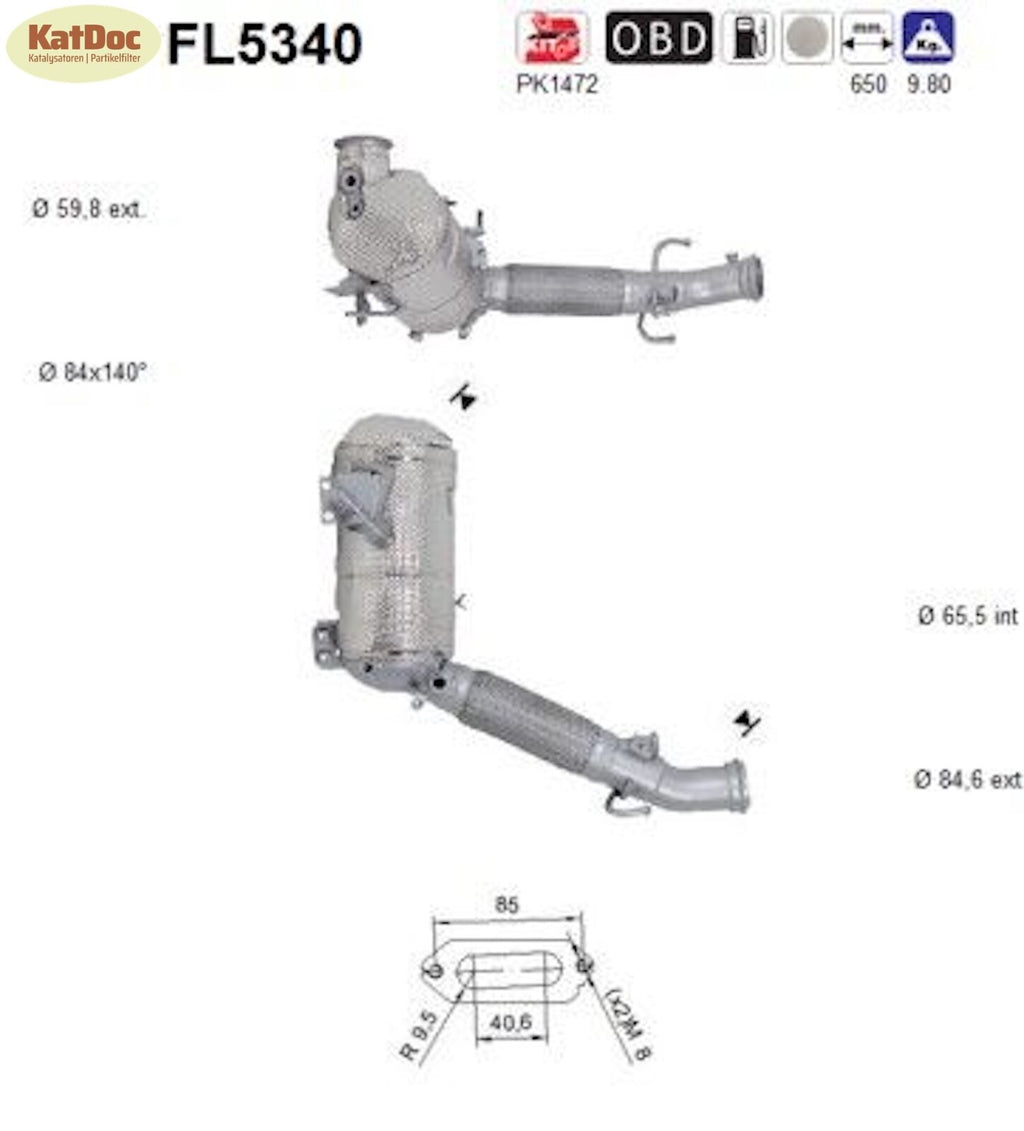 Ruß - Partikelfilter BMW 2er, 216d/X1/X2,MINI Countryman/Clubman,1.5,85kW,Euro 6 - KatDoc