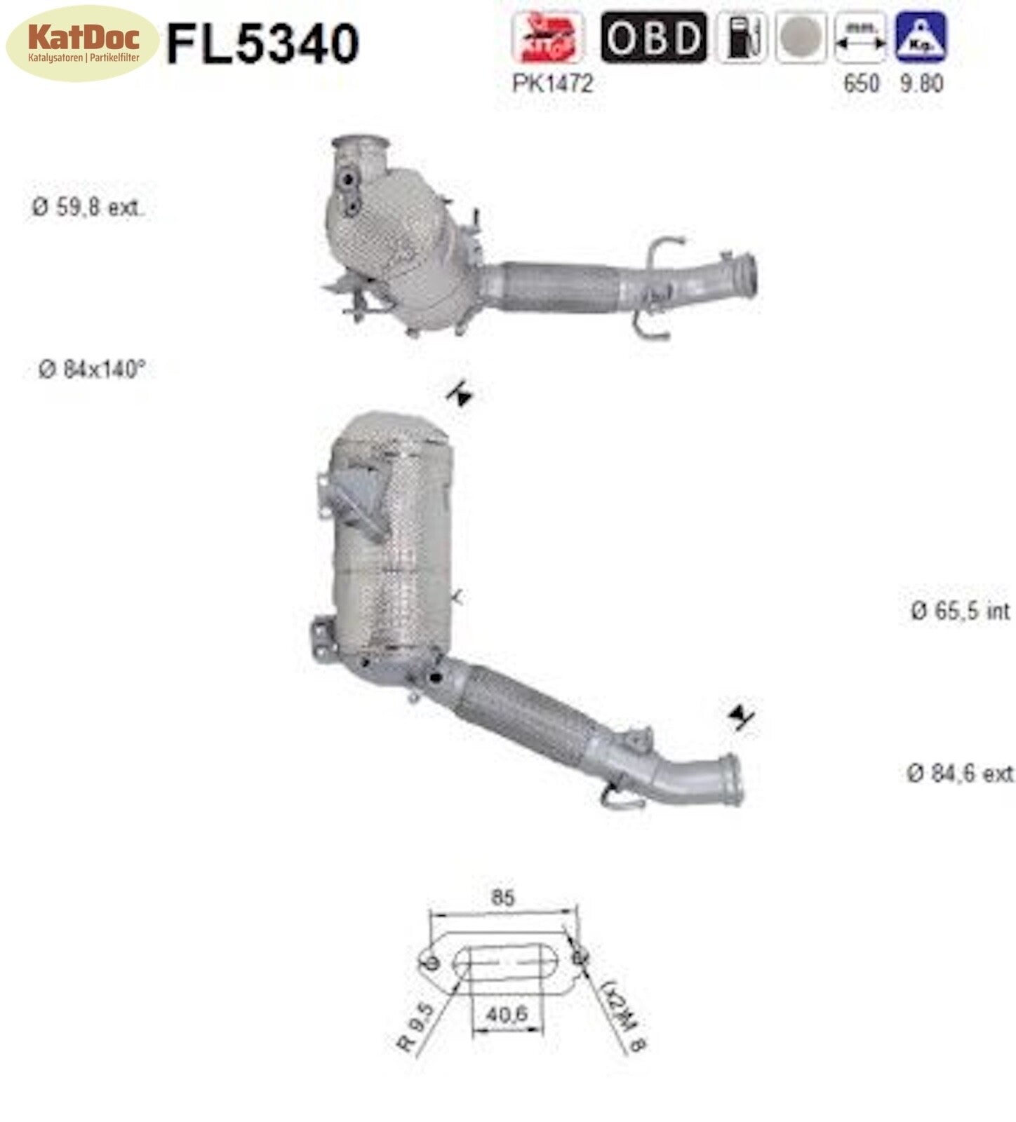 Ruß - Partikelfilter BMW 2er, 216d/X1/X2,MINI Countryman/Clubman,1.5,85kW,Euro 6 - KatDoc