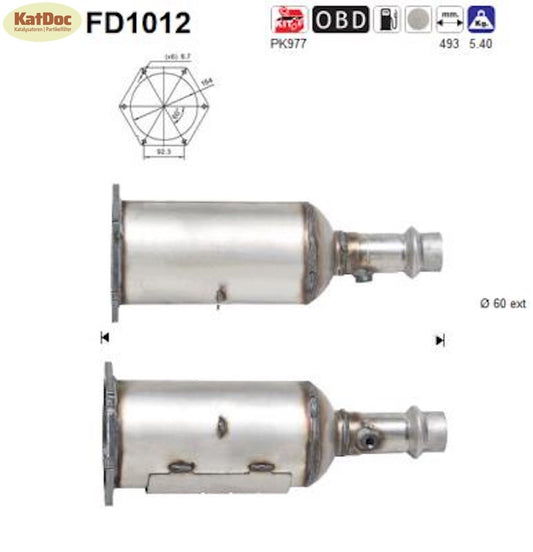 Ruß - Partikelfilter für Peugeot 607, 2.2 HDi, 98kW, Euro 4 - KatDoc