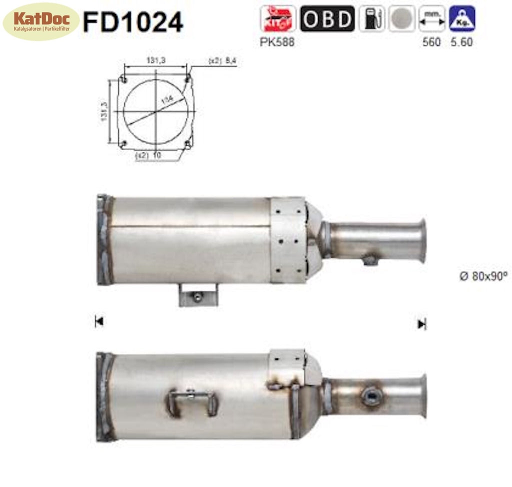 Ruß - Partikelfilter für Citroen, Fiat, Lancia, Peugeot, 2.0, 100kW, Euro 4 - KatDoc