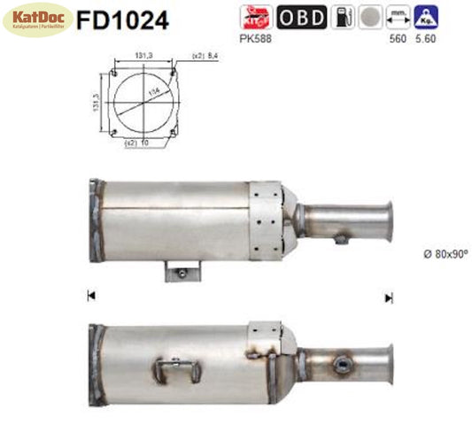 Ruß - Partikelfilter für Citroen, Fiat, Lancia, Peugeot, 2.0, 100kW, Euro 4 - KatDoc