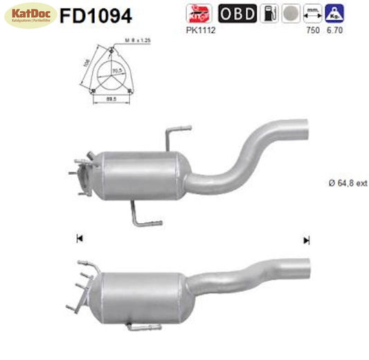 Ruß - Partikelfilter für Audi Q7, VW Touareg, 3.0, TDI, V6, 150/176/180kW, Euro 5 - KatDoc