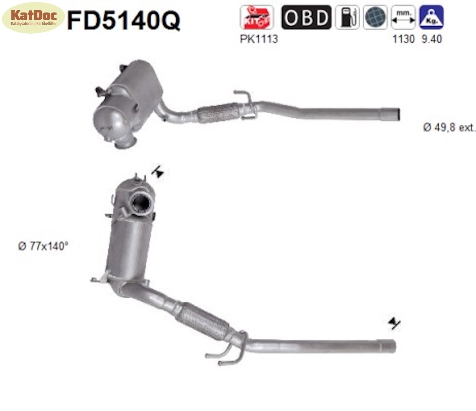 Ruß - Partikelfilter Audi, Seat, Skoda, VW, 1.6 TDI, 55/66/77kW, Silizium,Euro 5 - KatDoc