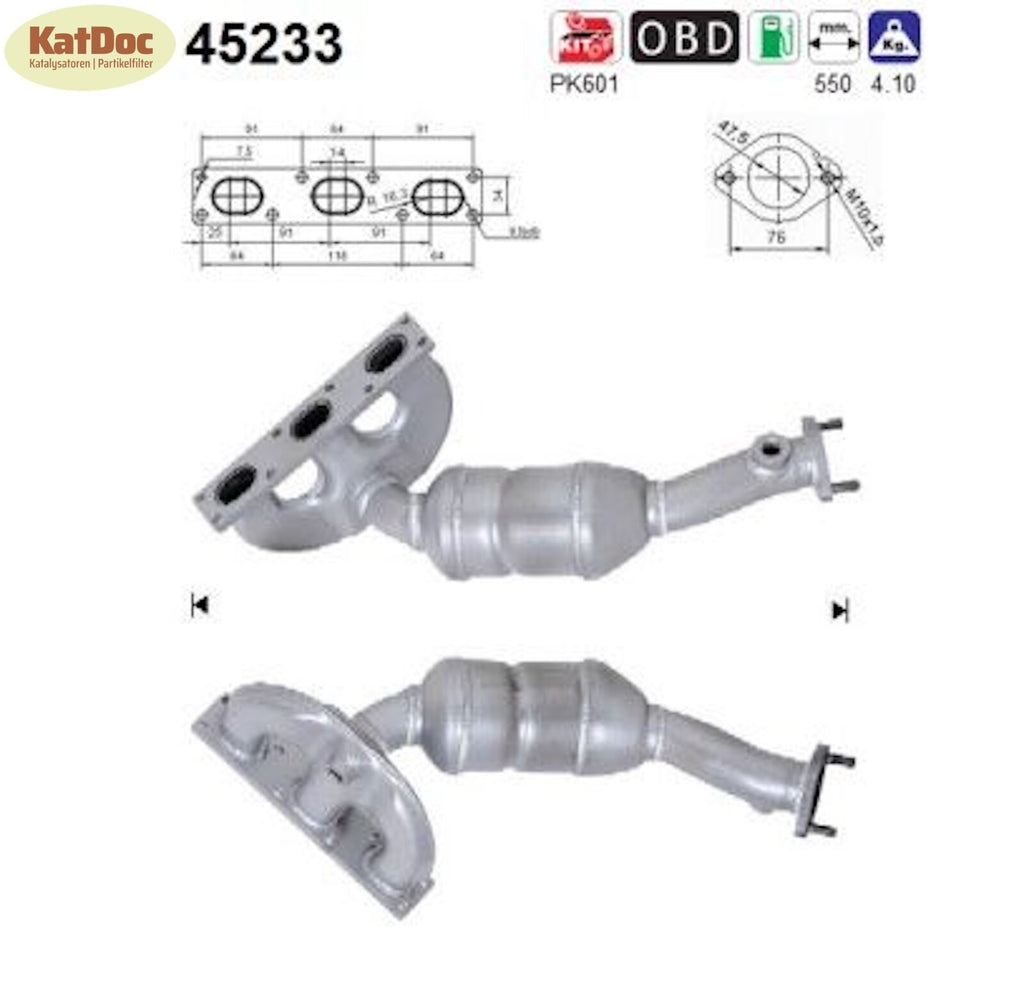 Katalysator BMW 5er/7er/X5, 2.2/2.5/3.0, 125/141/170kW, Euro 3 - KatDoc