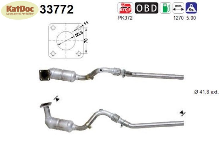 Katalysator für Seat Cordoba/Ibiza/Inca, VW Polo/Caddy, 1.4, 44kW, Euro 3 - KatDoc