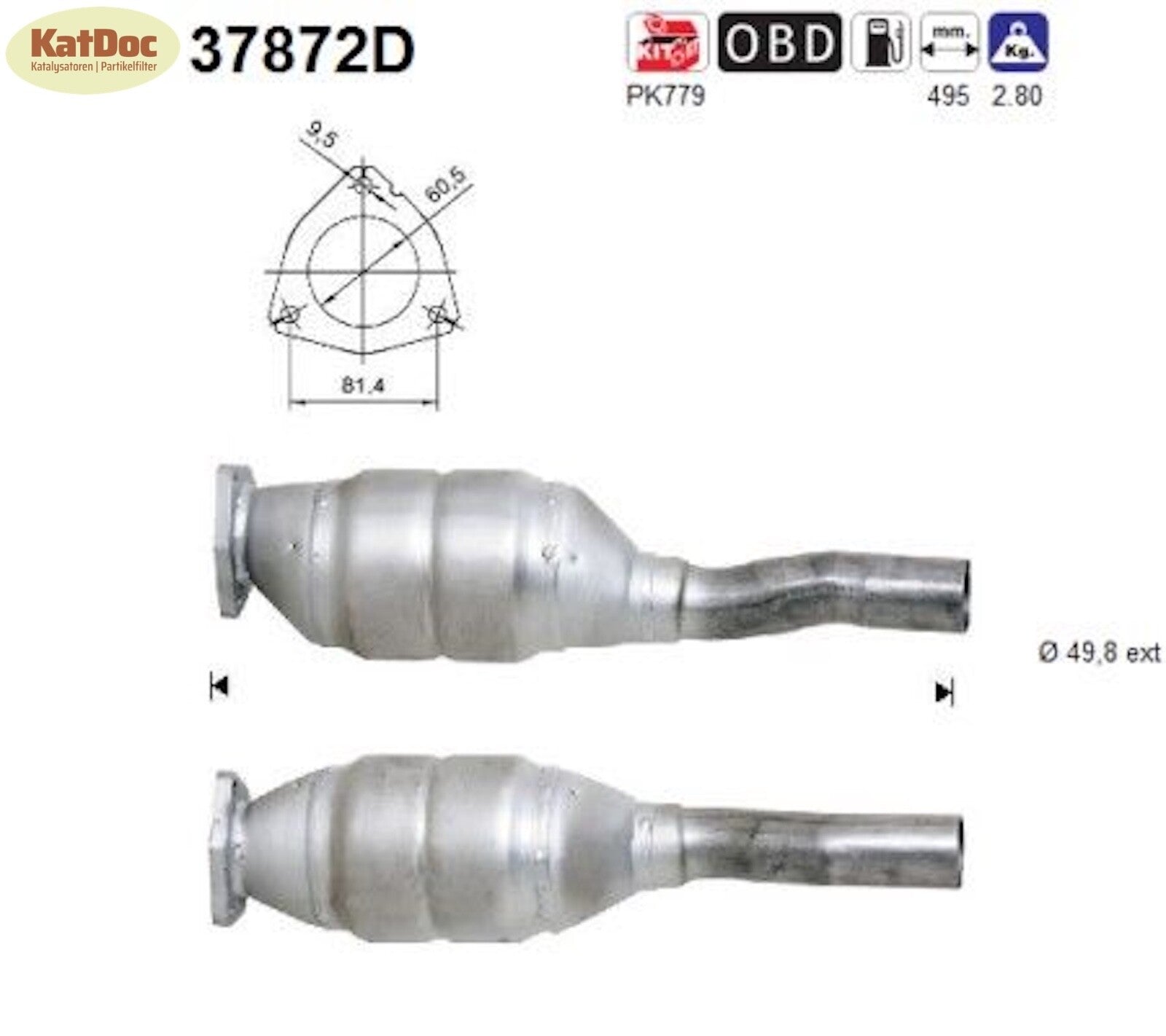 Katalysator Ford Galaxy, Seat Alhambra, VW Sharan, 1.9 TDI, 66/85kW, Euro 3 - KatDoc