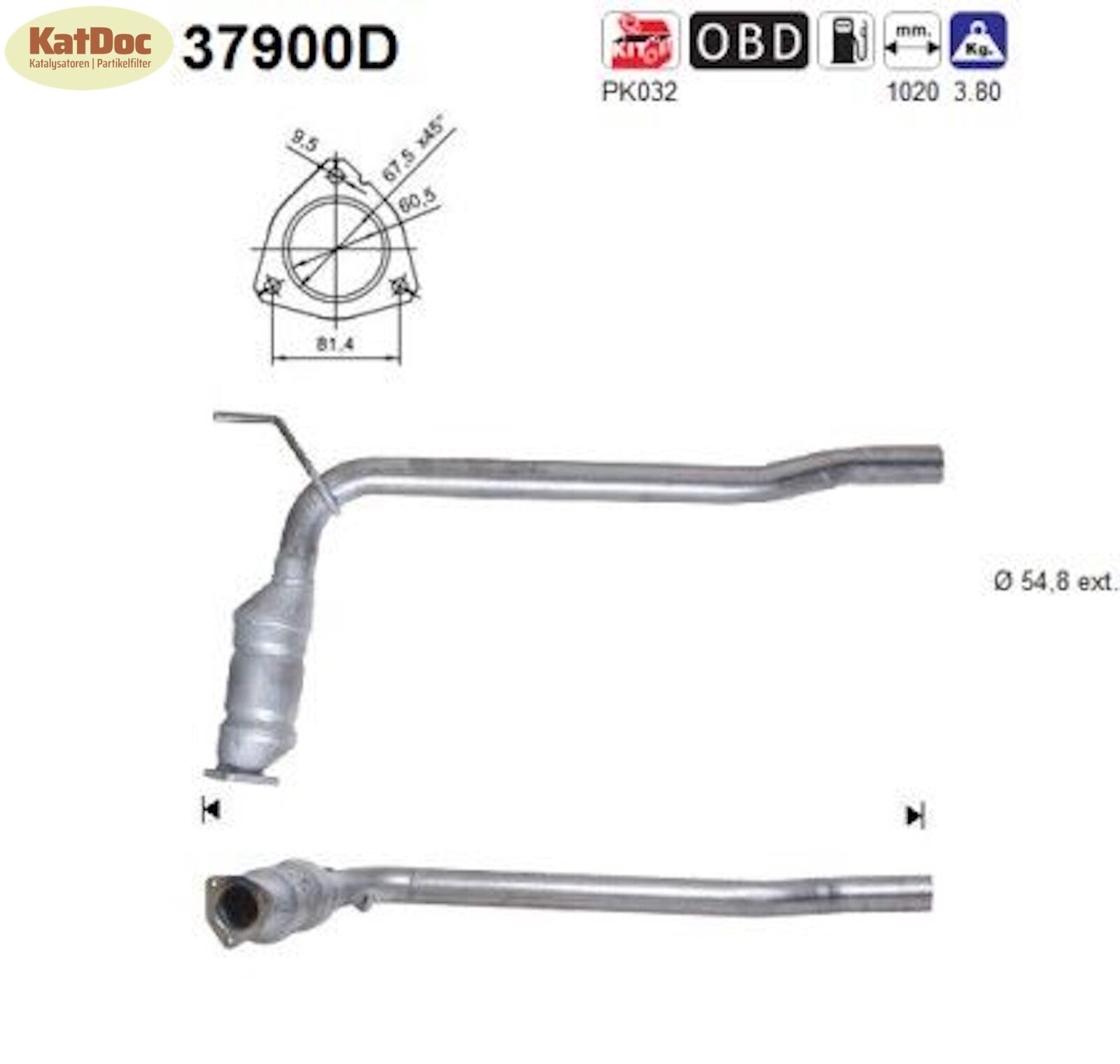 Katalysator für VW T4, 1.9/2.4 TD/D, 50/55kW, Euro 3 - KatDoc