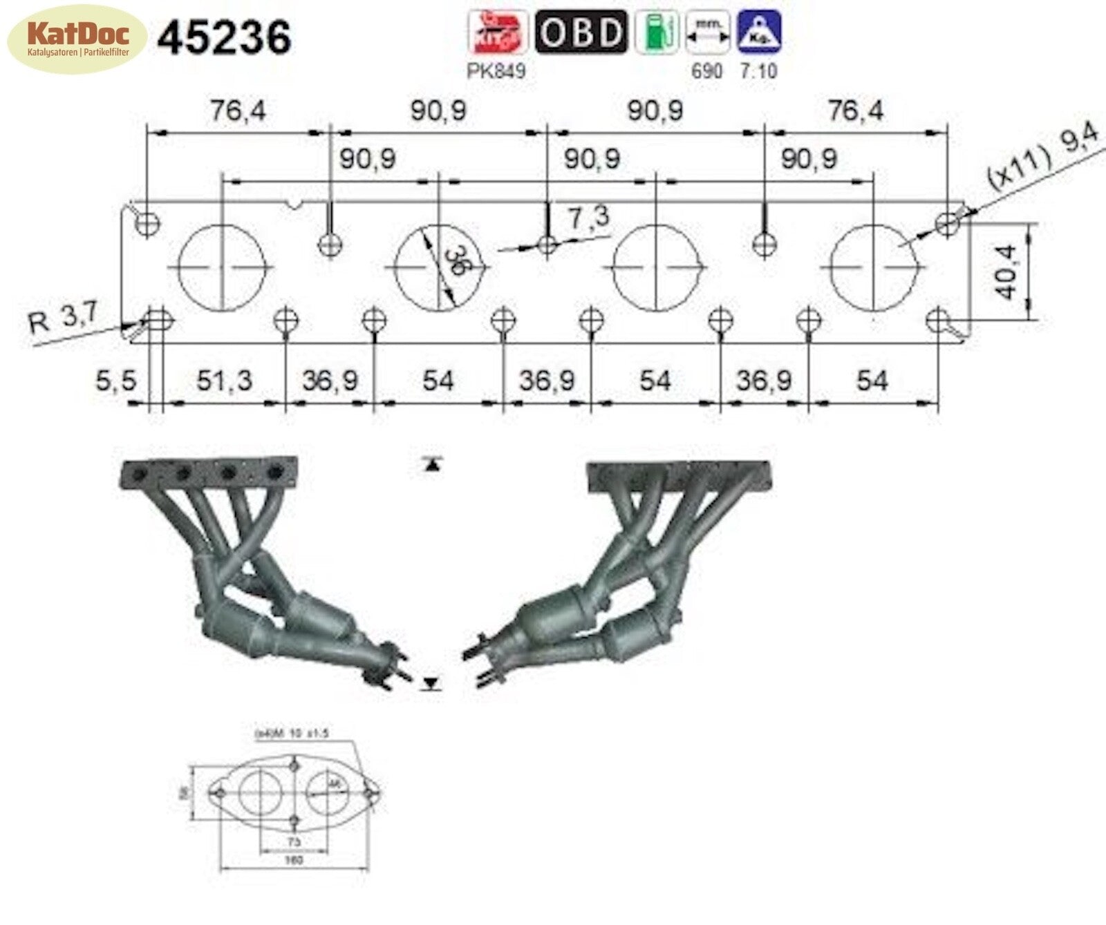 Katalysator BMW 3er E46 316/318, i/Ci/ti, 1.8/2.0, 115/136/143/150kW, Euro 4 - KatDoc