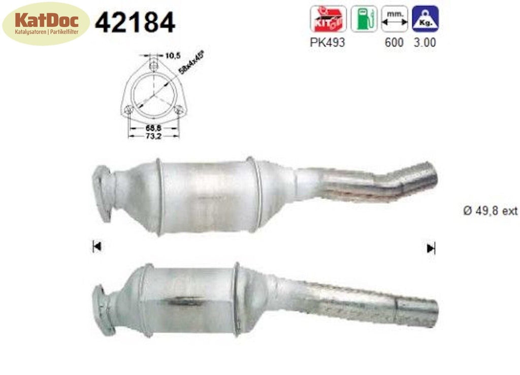 Katalysator für Audi 80, B3/B4, 1.6/1.8/2.0, 51/55/65/66kW, 110kW, Euro 1&2 - KatDoc