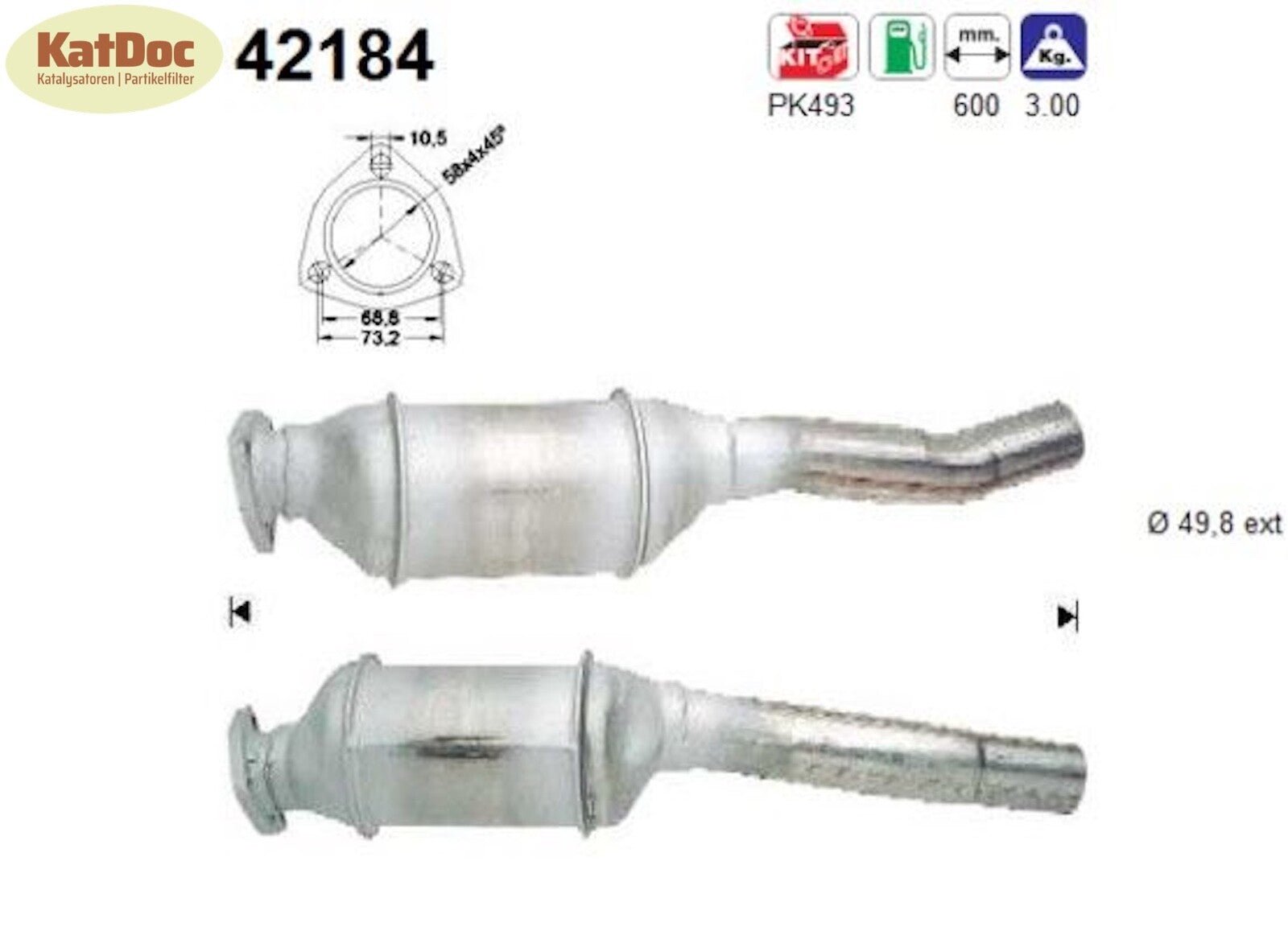 Katalysator für Audi 80, B3/B4, 1.6/1.8/2.0, 51/55/65/66kW, 110kW, Euro 1&2 - KatDoc