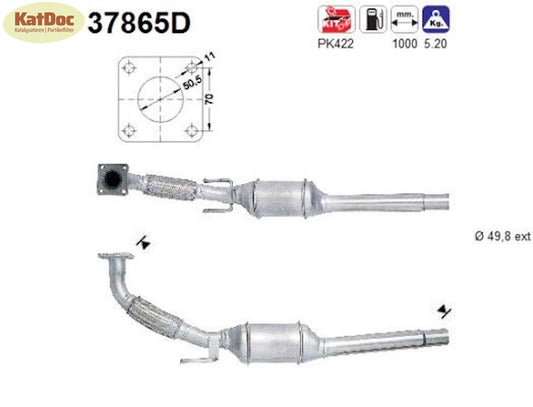 Katalysator für Seat Octavia, VW Golf 4/Bora, 1.9 SDI, 50kW, Euro 1&2 - KatDoc