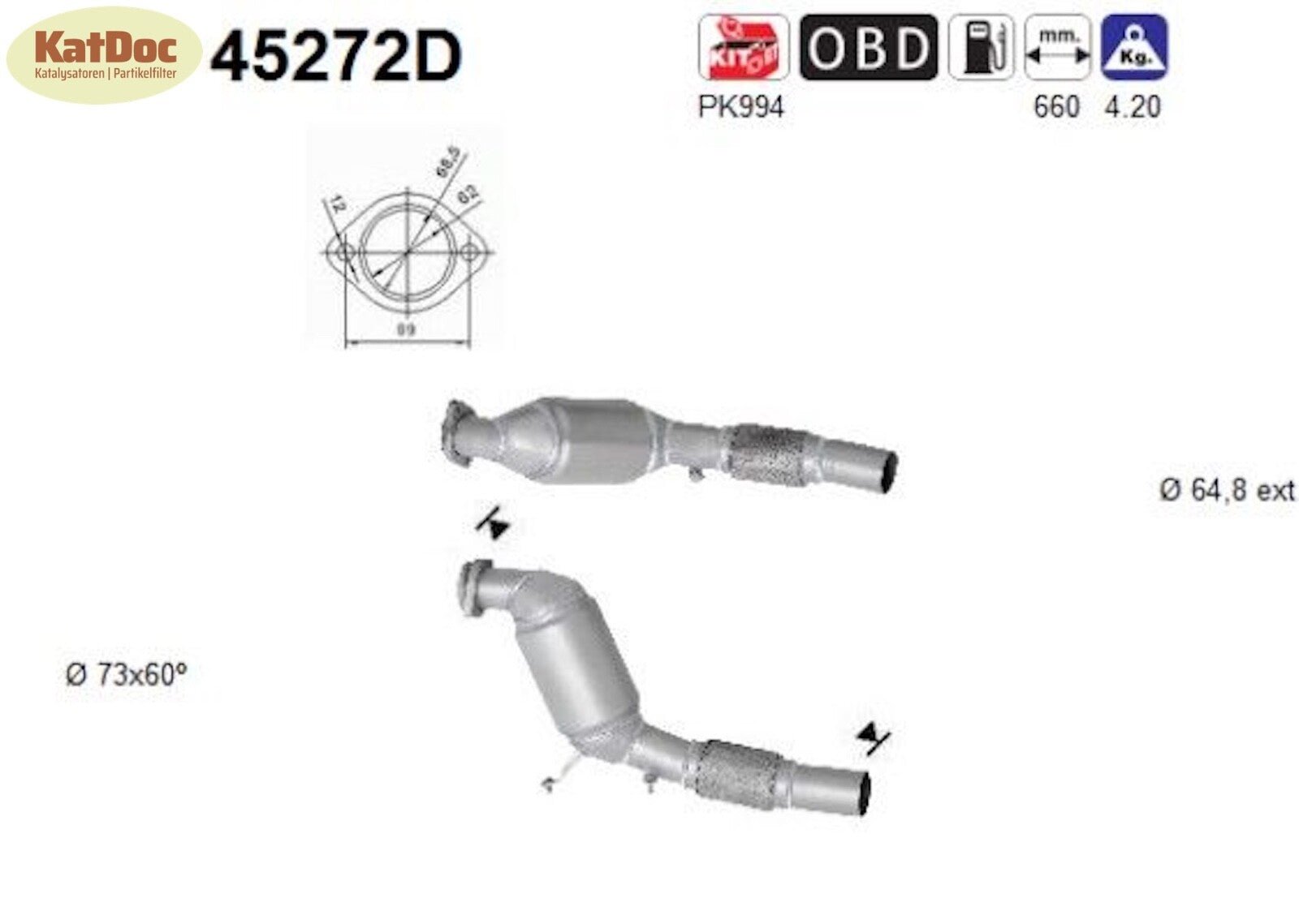 Katalysator BMW 5er E60/E61 525/530d, 130/160/170kW, 2.5/3.0 Euro 4 - KatDoc