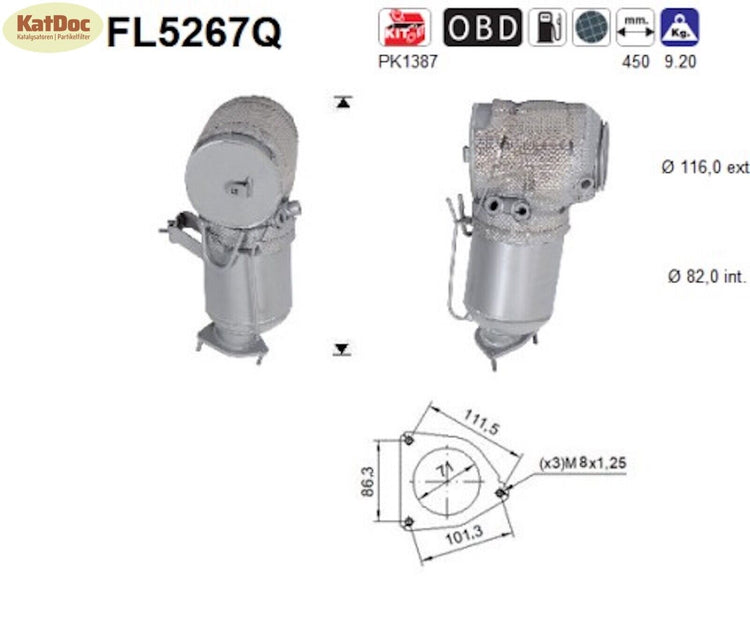 Ruß - Partikelfilter für Volvo S90/V90/XC60/XC90, Silizium, Euro 6 - KatDoc