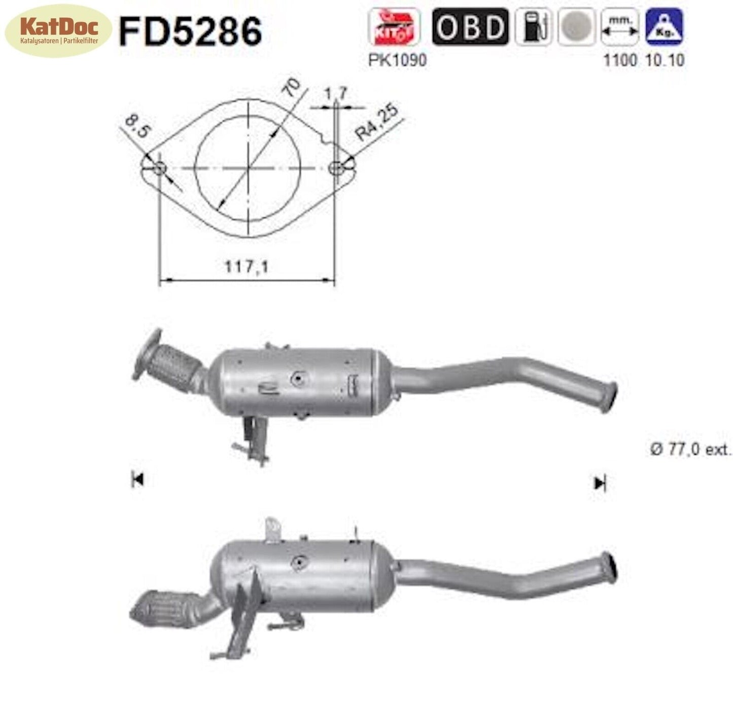 Ruß - Partikelfilter für Nissan NV400, Opel Movano, Renault Master, 2.3, Euro 5 - KatDoc