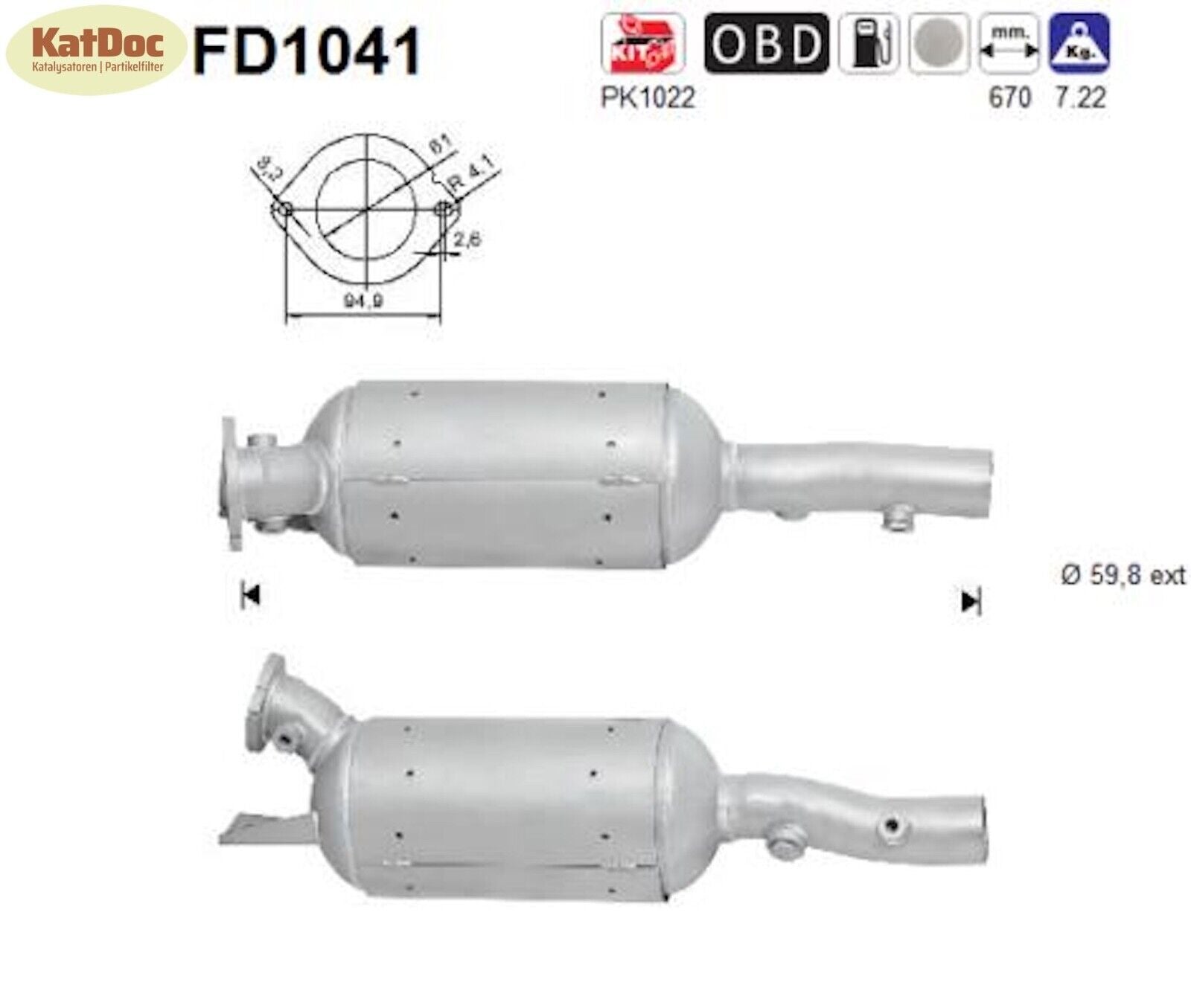 Ruß - Partikelfilter für Renault Espace 4, 2.0/2.2, dCi, 102/110kW, Euro 4 - KatDoc