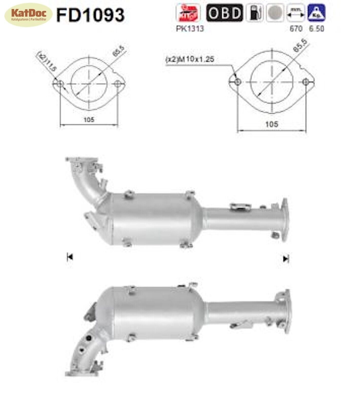 Ruß - Partikelfilter für Nissan Navara NP300/Pathfinder, 2.5 dCi, 4WD, Euro 5 - KatDoc