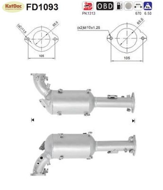 Ruß - Partikelfilter für Nissan Navara NP300/Pathfinder, 2.5 dCi, 4WD, Euro 5 - KatDoc