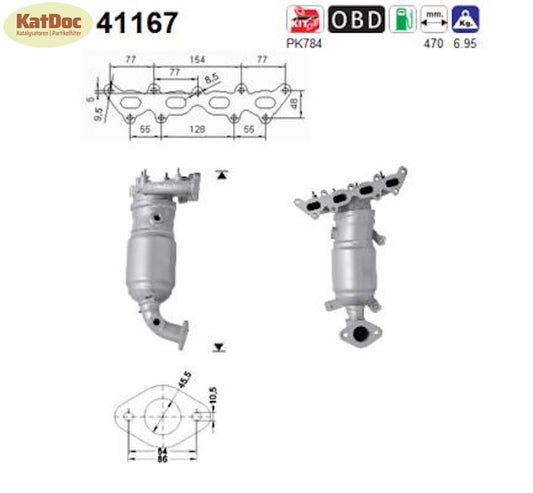 Katalysator für Alfa Romeo MiTo, Fiat 500L/Doblo/Tipo, 1.4, 57/58/70kW, Euro 4&5&6 - KatDoc