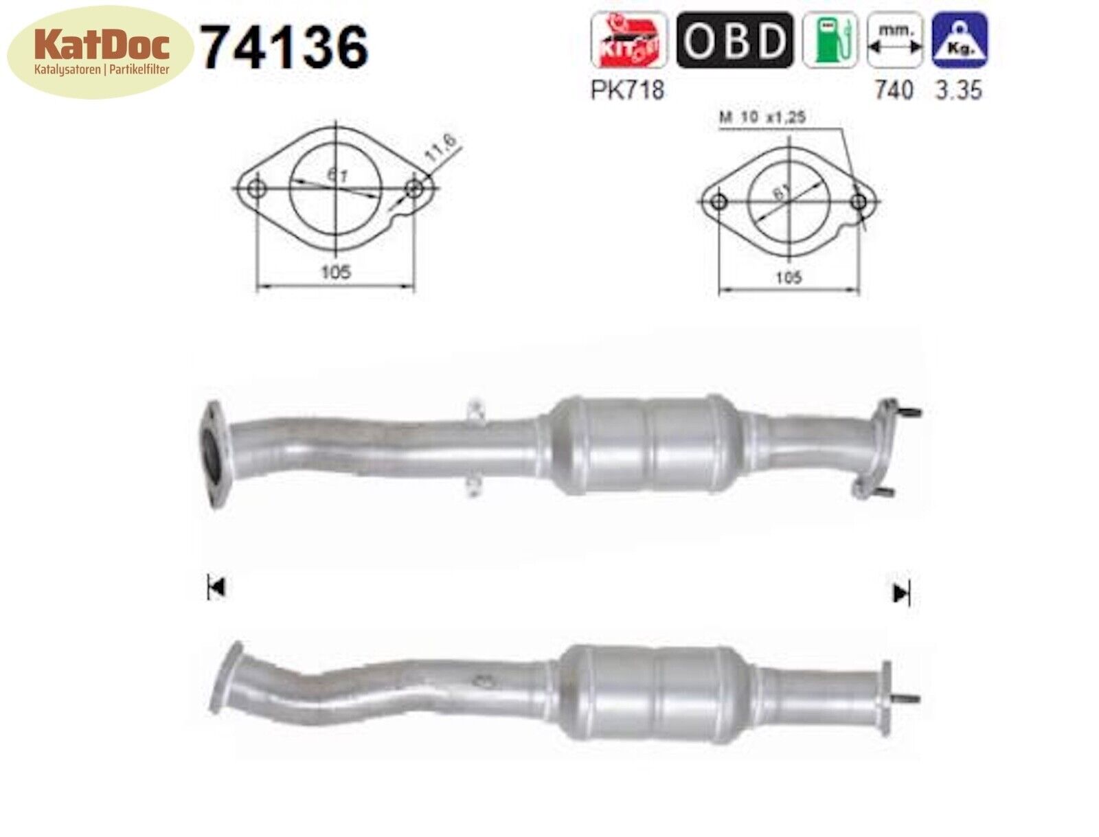 Katalysator für Nissan X - Trail, 2.0/2.5, 4x4, Euro 3 - KatDoc