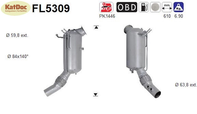 Ruß - Partikelfilter für BMW 2er/3er/4er/X3/X4, 2.0, Euro 6 - KatDoc