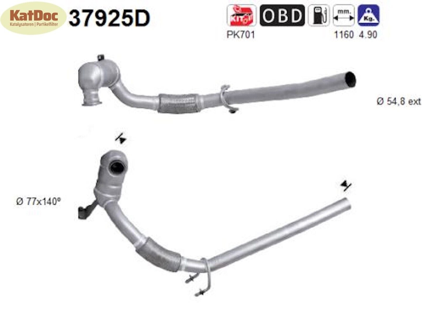 Katalysator Seat Altea/XL/Leon/Toledo,VW Caddy/Jetta,1.9 TDI, 55/77kW, Euro 4 - KatDoc