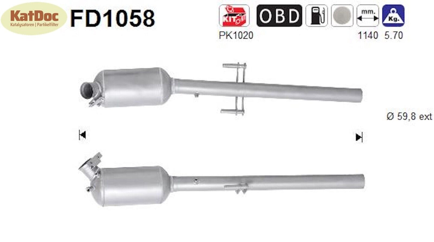 Ruß - Partikelfilter für Mercedes Viano/Vito Bus/Vito Mixto, 2.0/2.2 CDI, Euro 5 - KatDoc