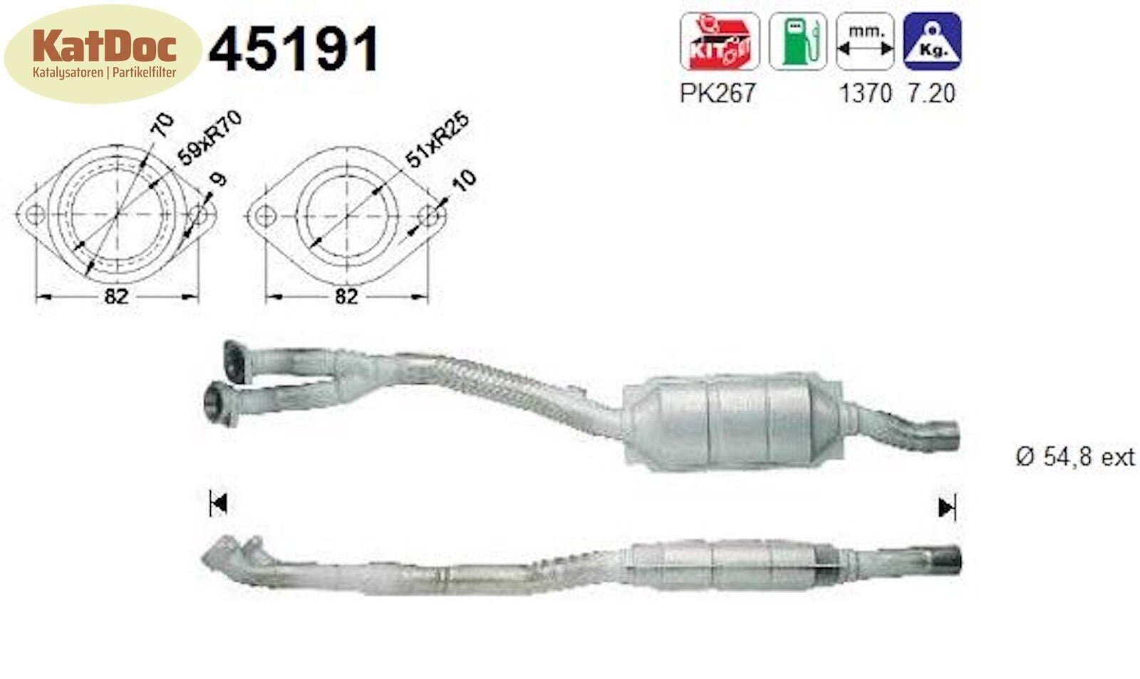 Katalysator BMW 7er E38 730 i/iL, 3.0, 155/160kW, rechts, Euro 1&2 - KatDoc