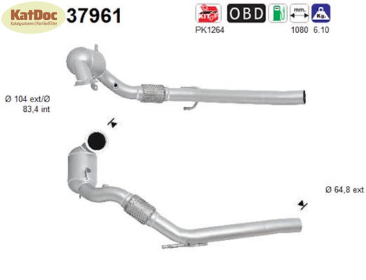 Katalysator Audi A3,Seat Leon, Skoda Octavia/Superb, VW Golf 7/Passat,Euro 6 - KatDoc
