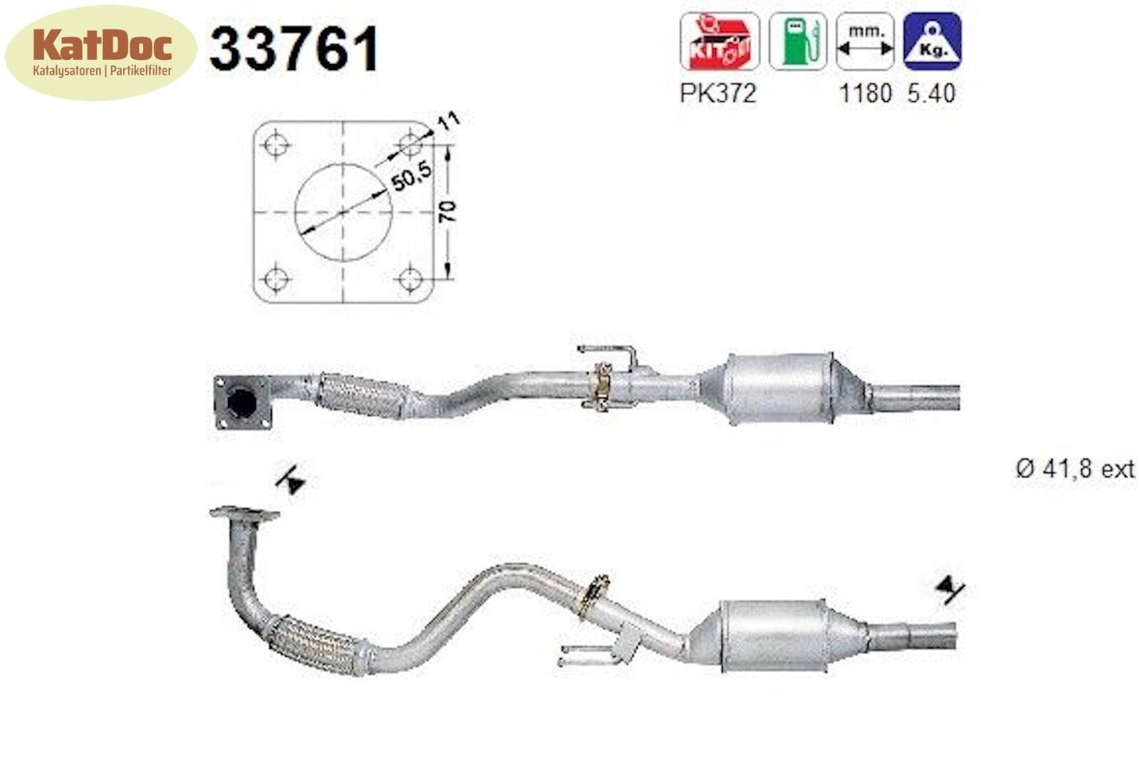 Katalysator für Seat Cordoba/Ibiza, VW Polo, 1.4, 44kW, Euro 1&2 - KatDoc