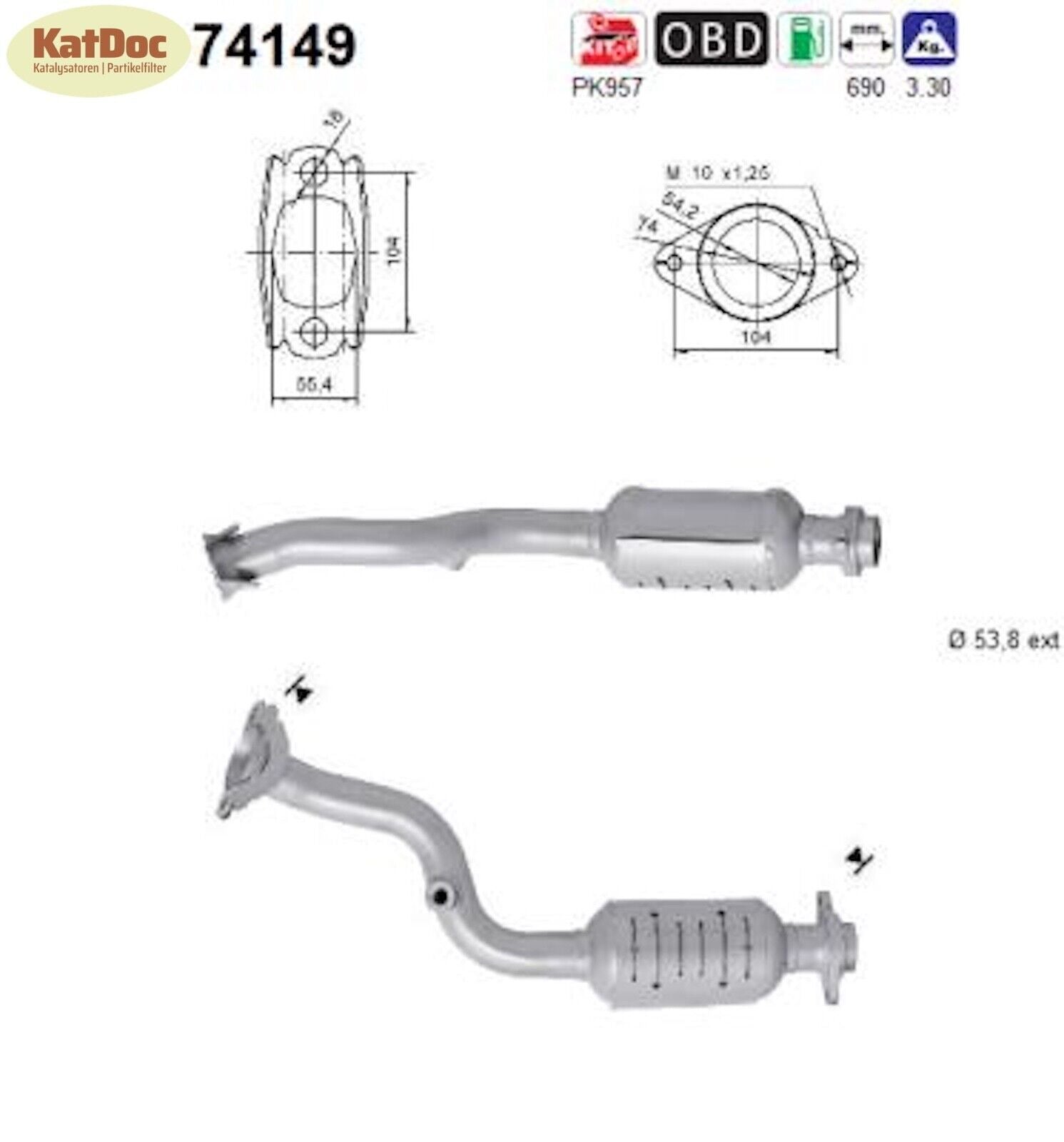 Katalysator für Nissan Qashqai 2.0, 104kW, Euro 4 - KatDoc