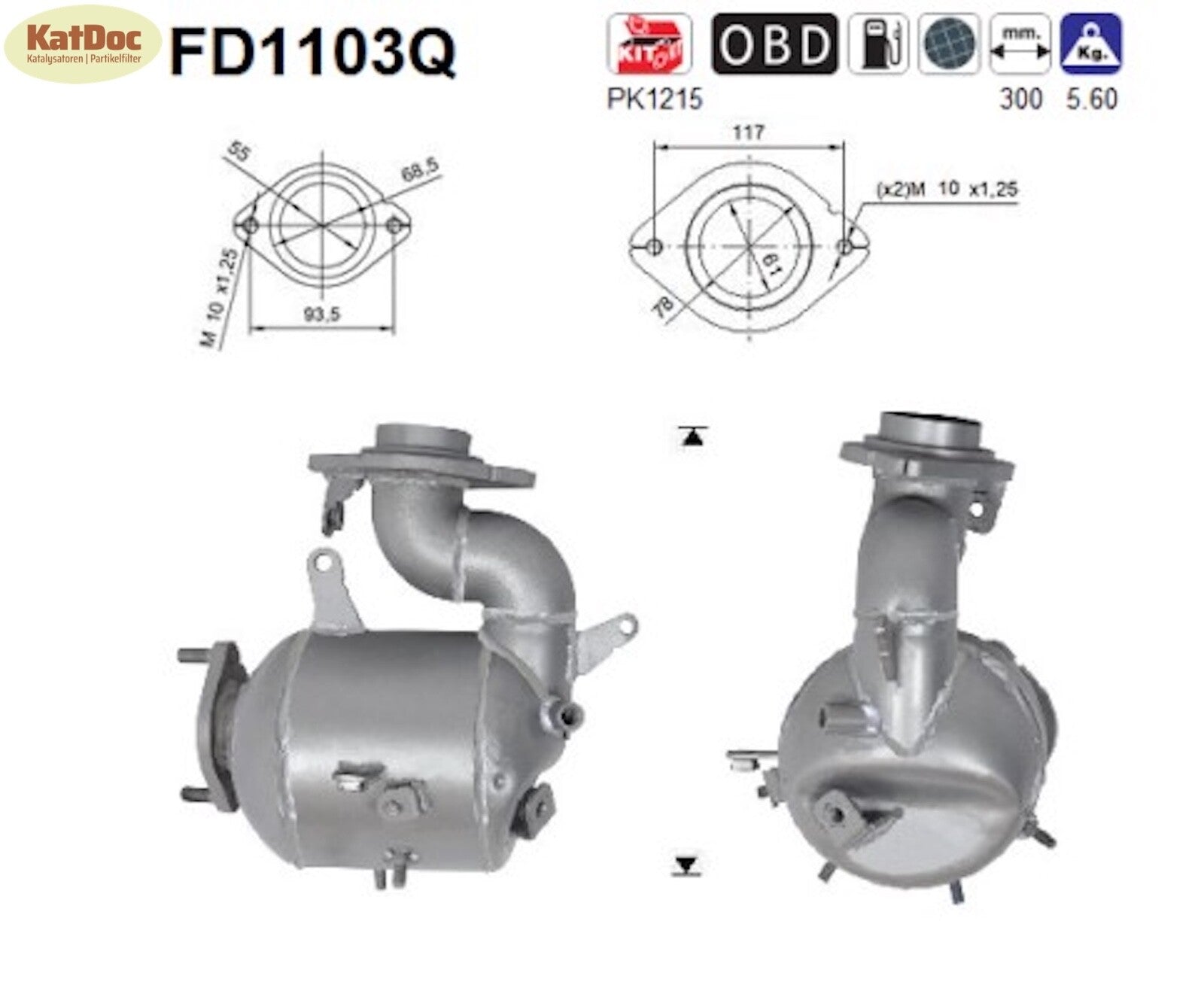 Ruß - Partikelfilter Toyota Auris/Corolla 1.4 D - 4D, 66kW, Silizium, Euro 5 - KatDoc