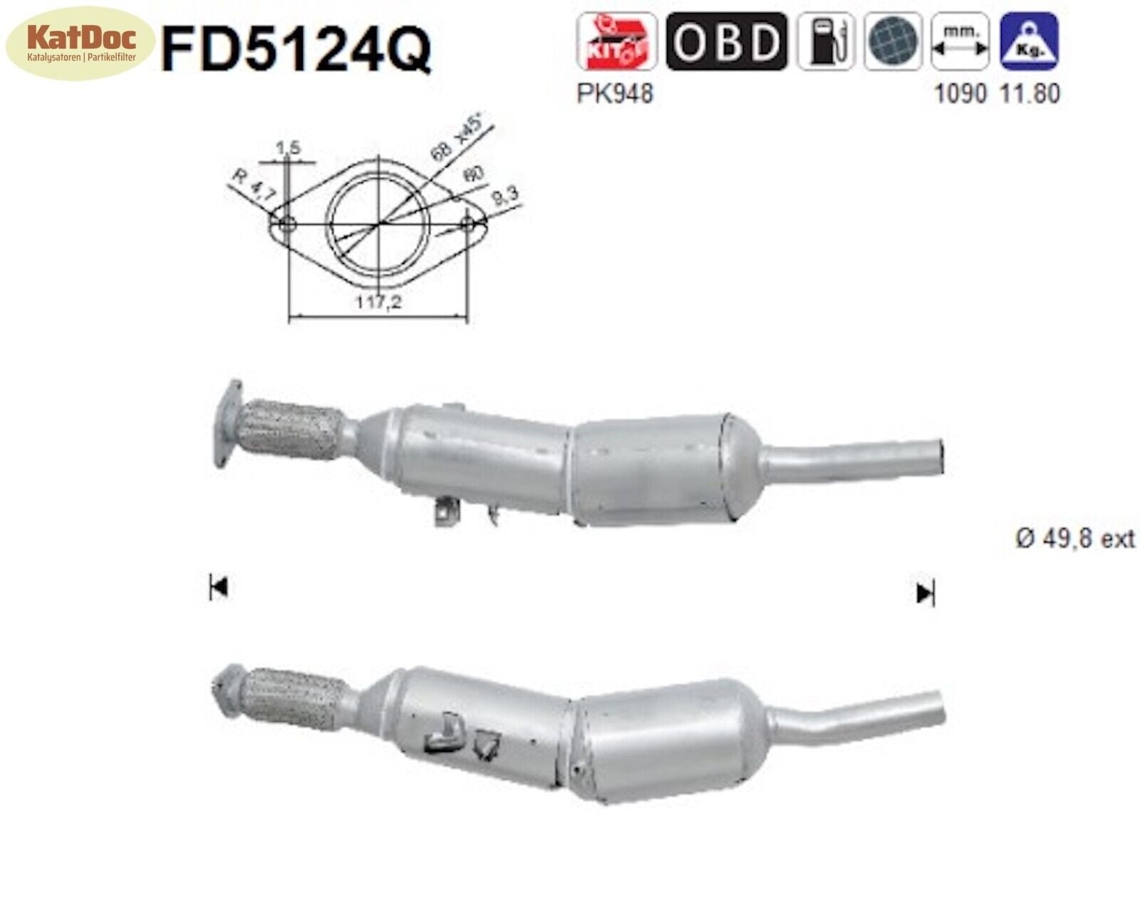 Ruß - Partikelfilter Renault Fluence/Grand Scenic/Megane/Scenic, Silizium,Euro 5 - KatDoc