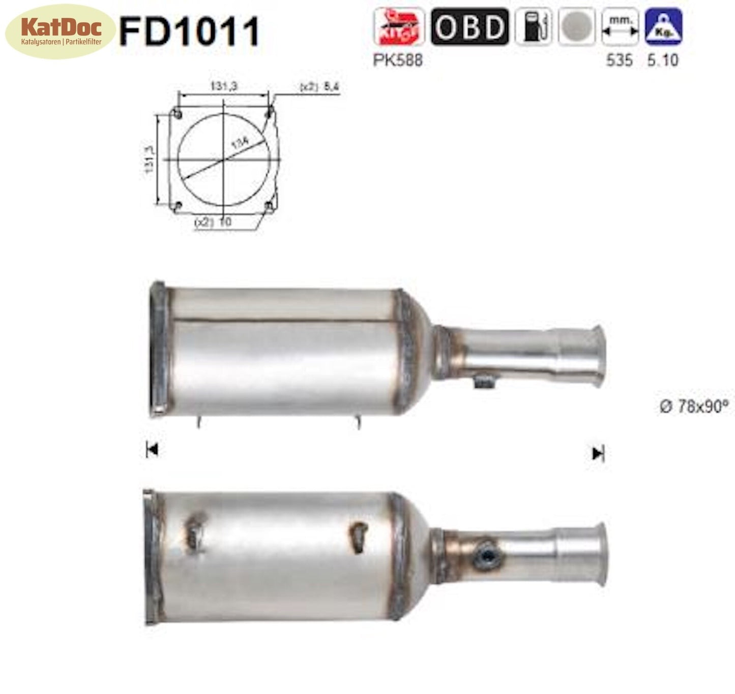Ruß - Partikelfilter für Citroen C8,Fiat Ulysse,Lancia Phedra,Peugeot 807,Euro 4 - KatDoc