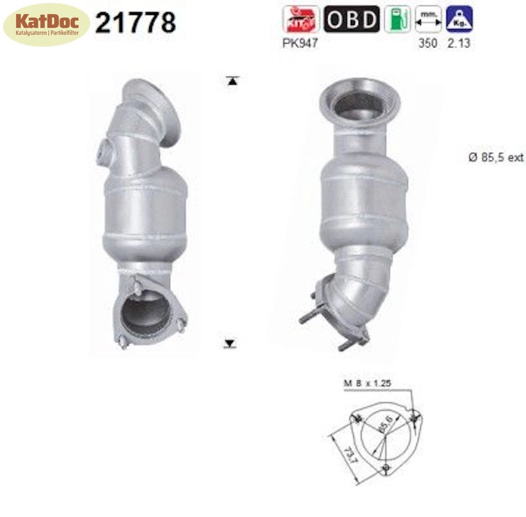 Katalysator für Opel Astra H/Zafira B/Zafira Family B, 2.0, 125/147kW, Euro 4 - KatDoc
