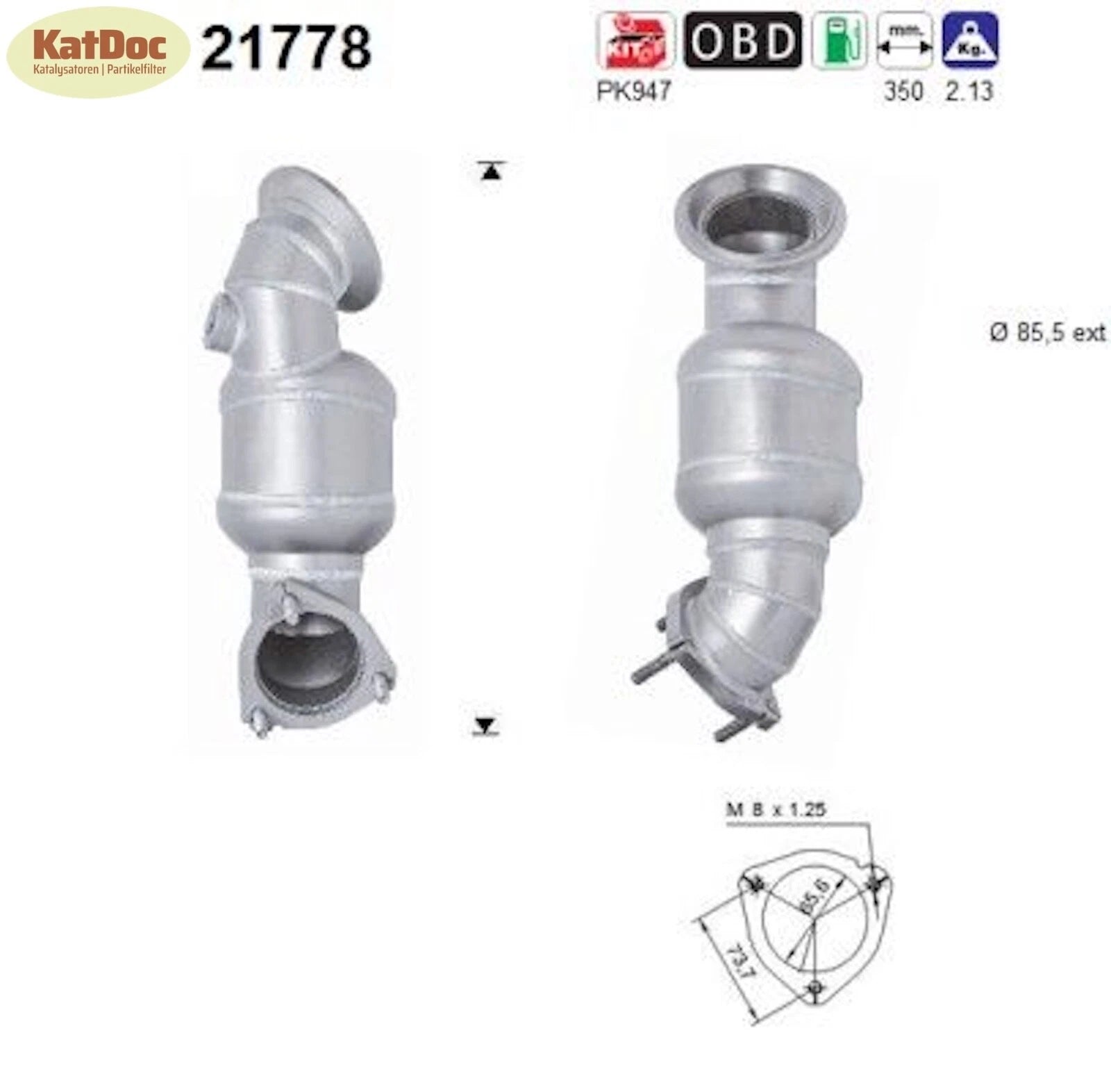 Katalysator für Opel Astra H/Zafira B/Zafira Family B, 2.0, 125/147kW, Euro 4 - KatDoc