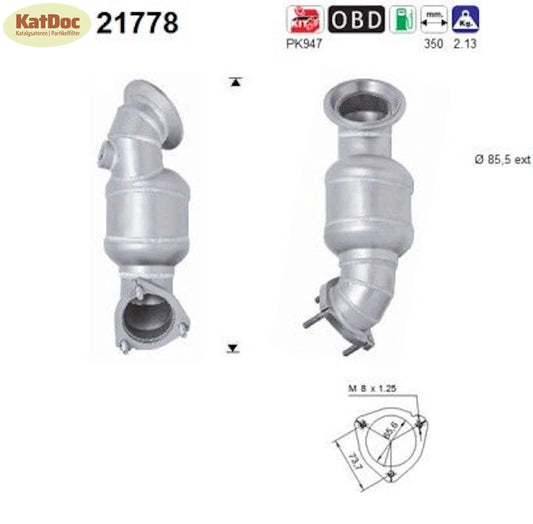 Katalysator für Opel Astra H/Zafira B/Zafira Family B, 2.0, 125/147kW, Euro 4 - KatDoc