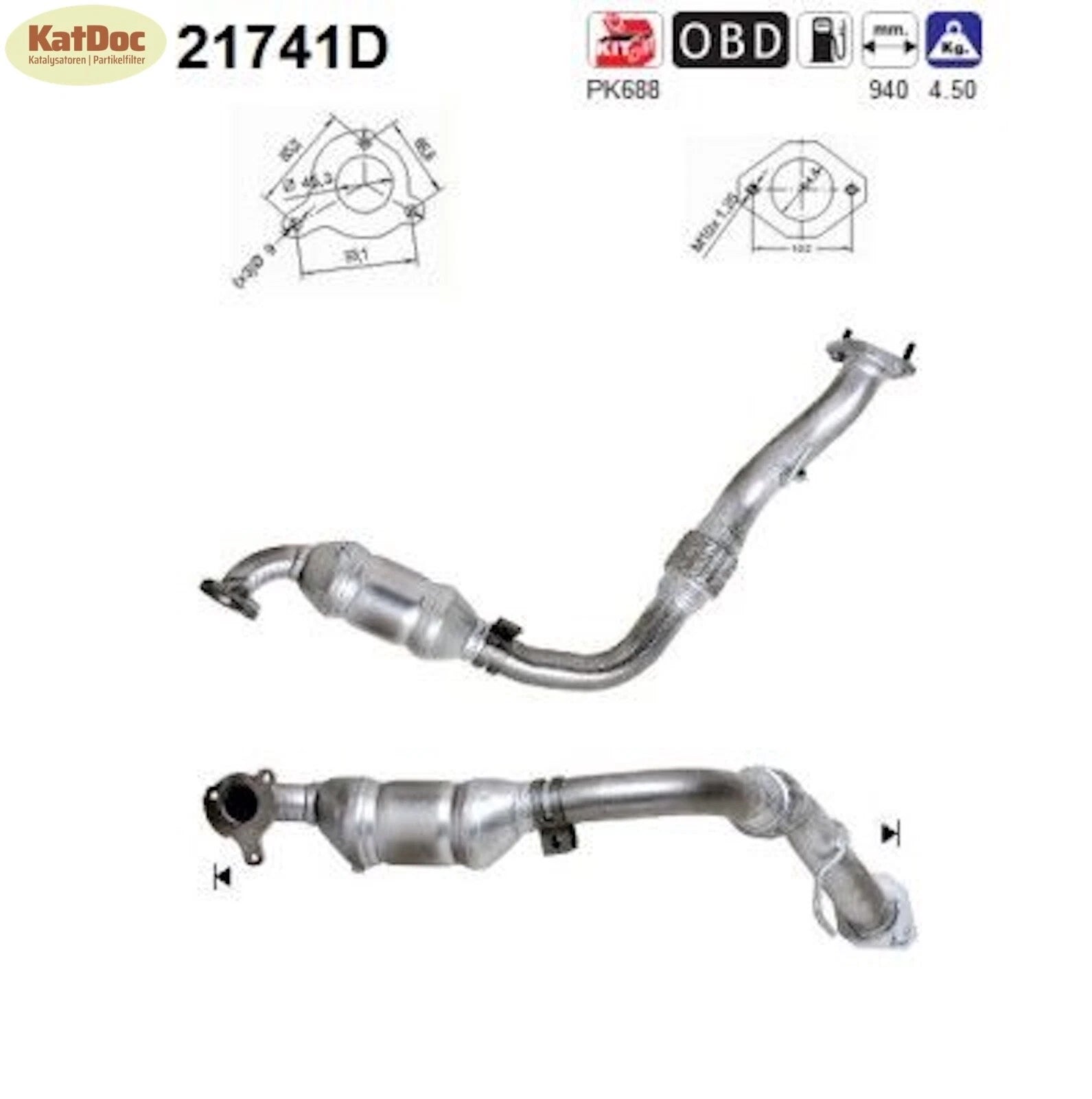 Katalysator für Opel Frontera B, 2.2 DTI, 88kW, Euro 3 - KatDoc