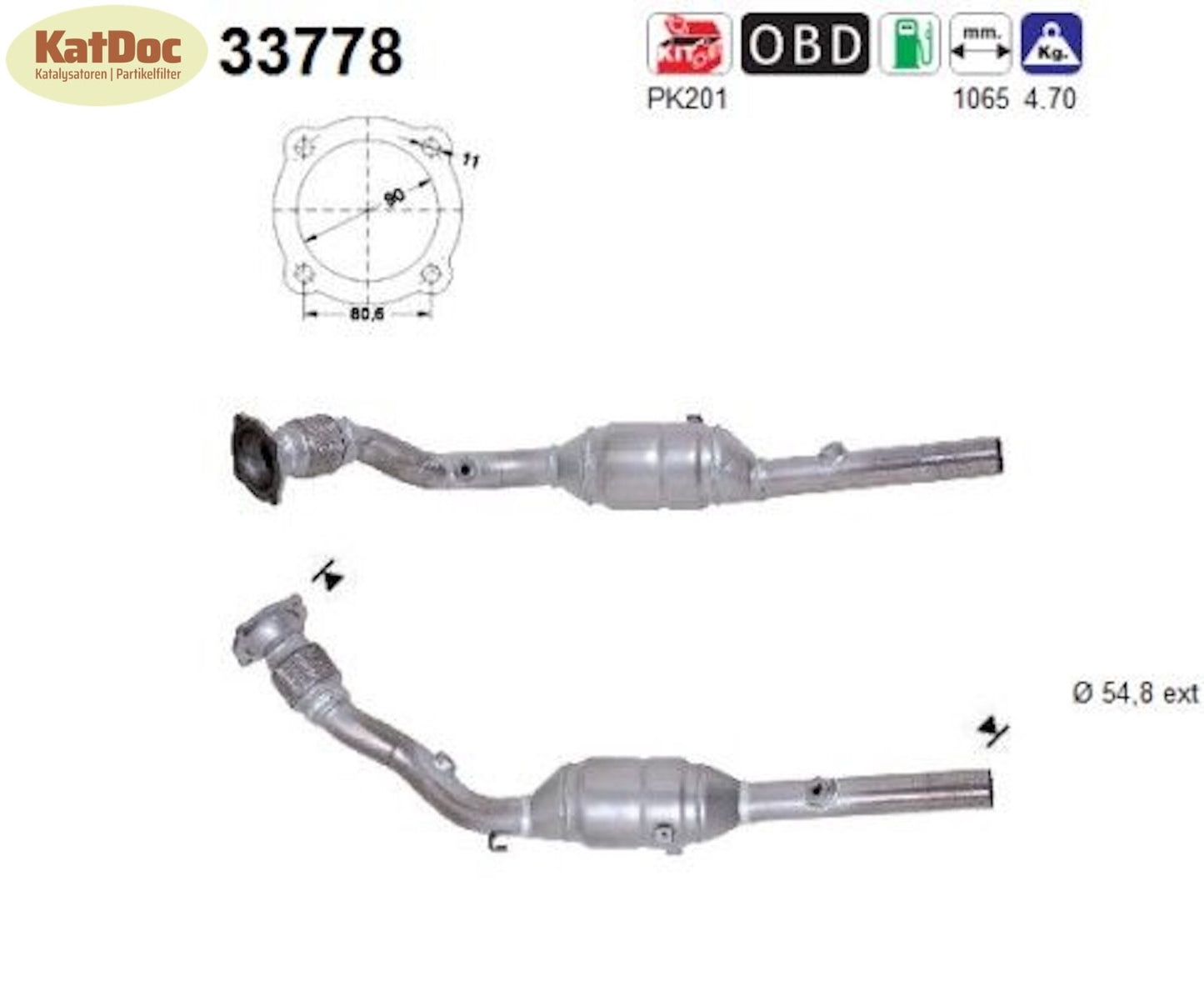 Katalysator Seat Leon/Toledo,Skoda Octavia,VW New Beetle/Golf 4, 1.8, Euro 3 - KatDoc