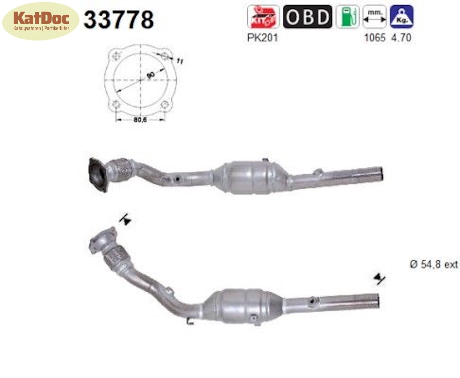 Katalysator Seat Leon/Toledo,Skoda Octavia,VW New Beetle/Golf 4, 1.8, Euro 3 - KatDoc