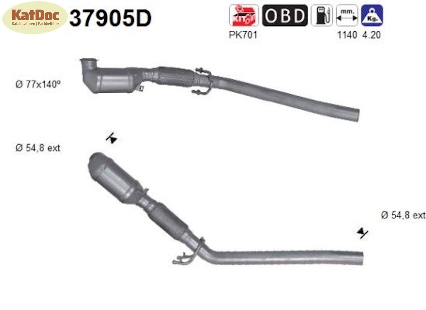 Katalysator für Audi A3, VW Touran/Golf 5, 1.9/2.0 TDI, 77/100/103kW , Euro 3 - KatDoc