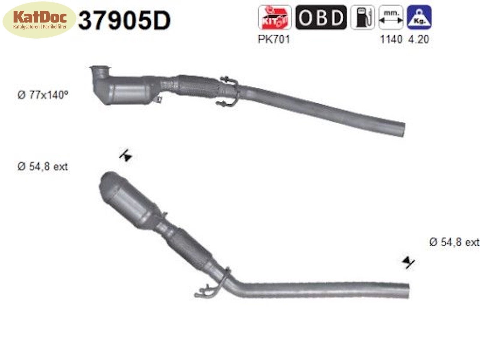 Katalysator für Audi A3, VW Touran/Golf 5, 1.9/2.0 TDI, 77/100/103kW , Euro 3 - KatDoc