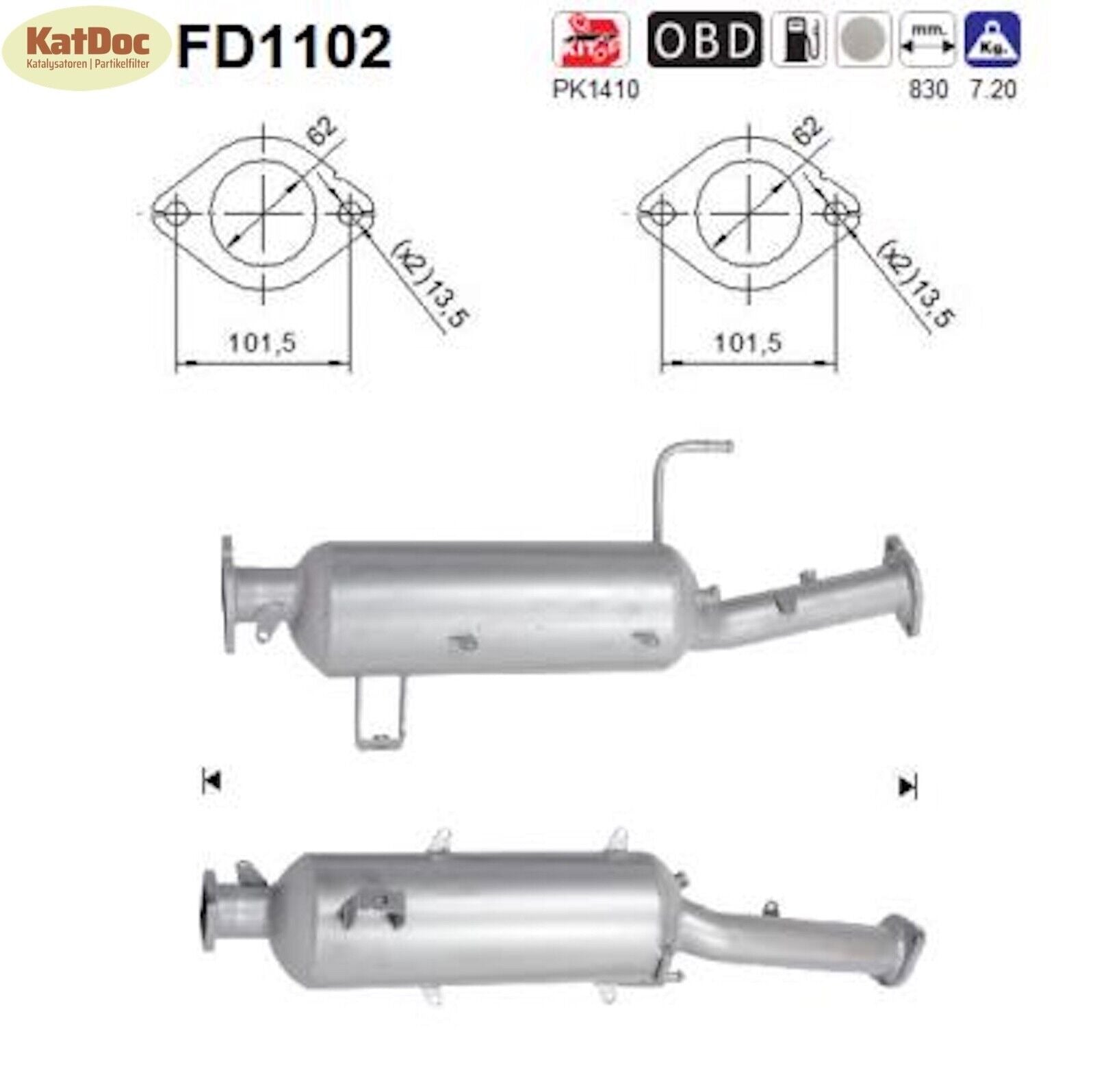 Ruß - Partikelfilter Mitsubishi Pajero 4, 3.2,DI - D/TD,118/125/140/147kW, Euro 5 - KatDoc