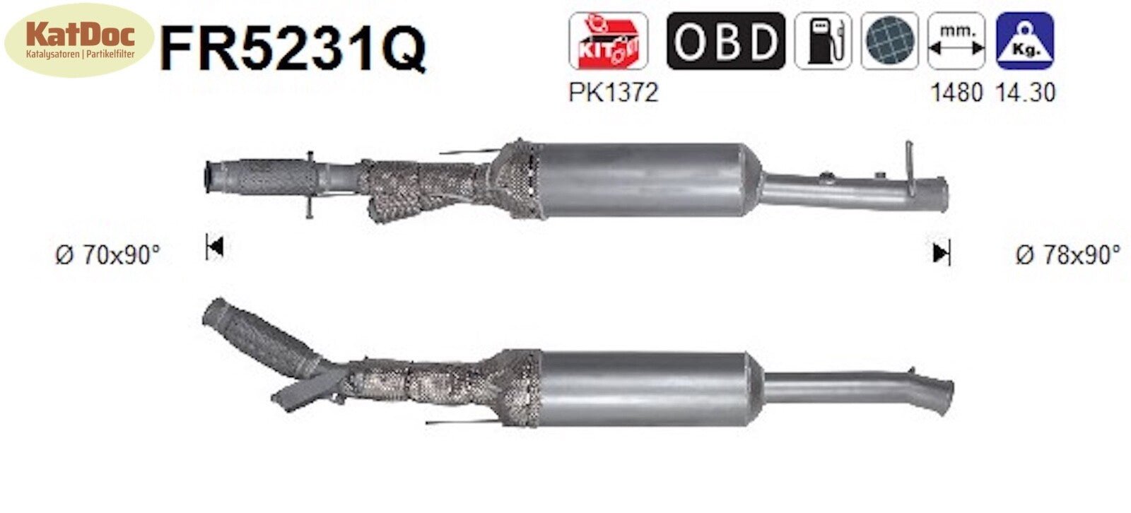 Ruß - Partikelfilter Citroen C4/Picasso,Peugeot 308,2.0,BlueHDi,Silizium, Euro 6 - KatDoc