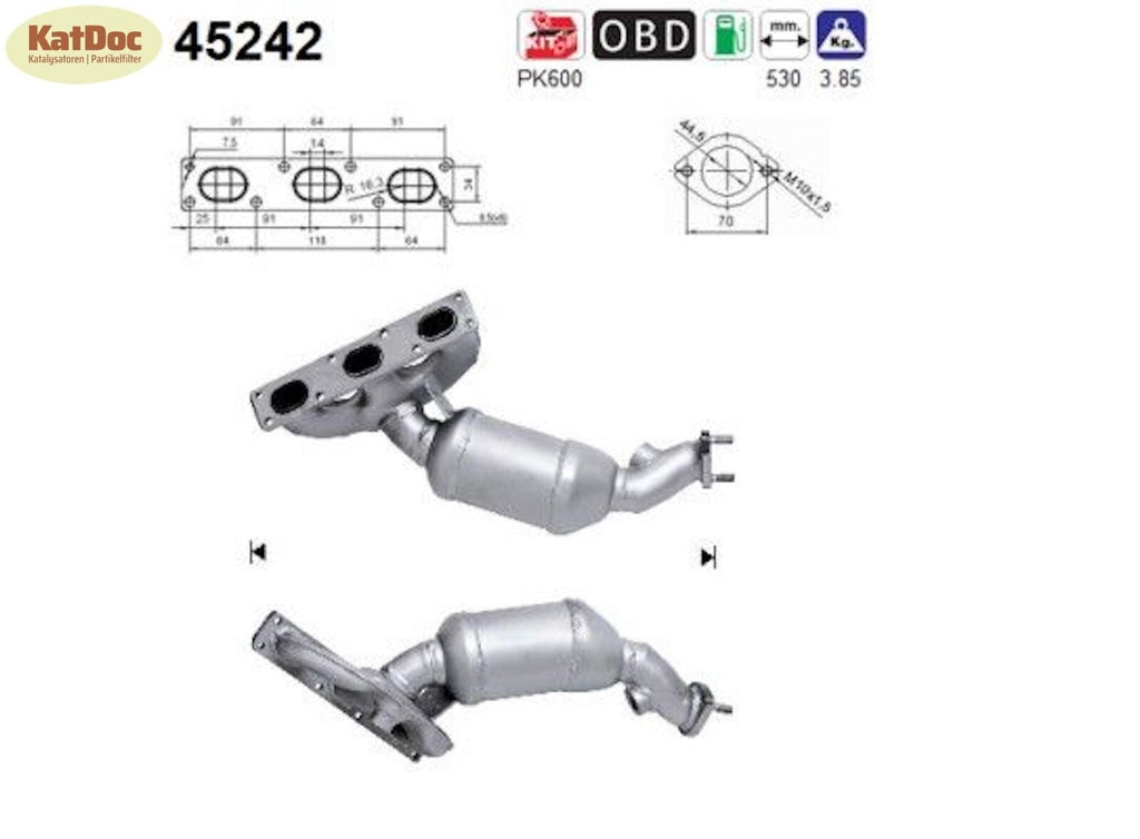 Katalysator BMW 5er E39 520/523/528i, 2.0/2.5/2.8, 100/110/125/142kW, Euro 3 - KatDoc