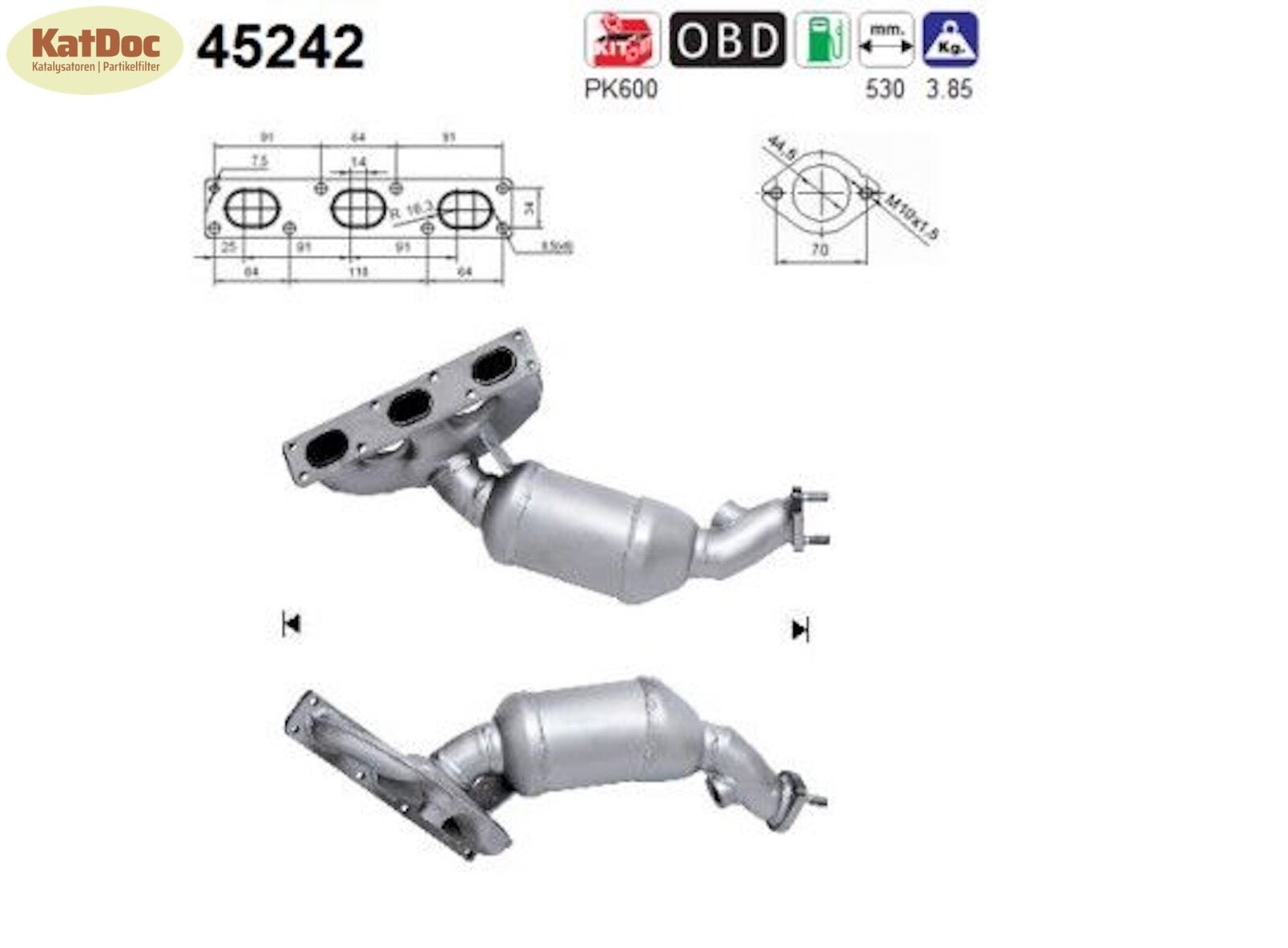 Katalysator BMW 5er E39 520/523/528i, 2.0/2.5/2.8, 100/110/125/142kW, Euro 3 - KatDoc