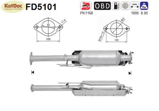 Ruß - Partikelfilter für Ford Galaxy/Mondeo/S - Max, 2.0/2.2, TDCi, Euro 5 - KatDoc