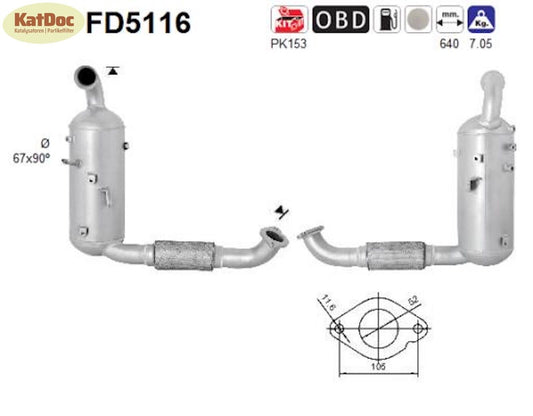Ruß - Partikelfilter Ford C - Max/Focus/Grand C - Max/Mondeo/Tourneo/Transit, Euro 5 - KatDoc