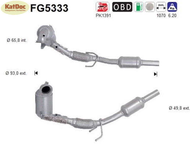 Ruß - Partikelfilter inkl. Katalysator für Audi, Seat, Skoda, 1.0, Euro 6 - KatDoc