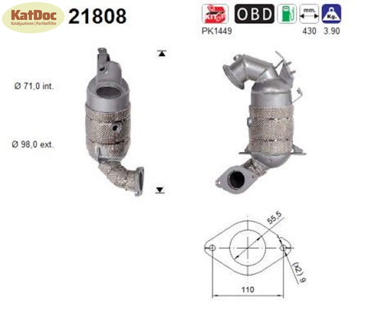 Katalysator für Opel Astra K, 1.2, 81/96/107kW, Euro 6 - KatDoc