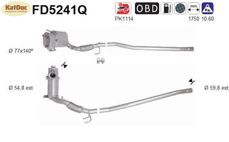 Ruß - Partikelfilter Audi A3,Seat Altea XL,Skoda Superb/Yeti, Silizium, Euro 5 - KatDoc